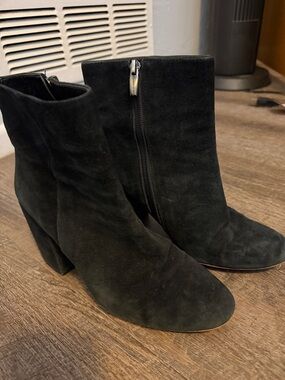 Black Suede Vince Camuto Boots with 31/2” Block Heel - Women